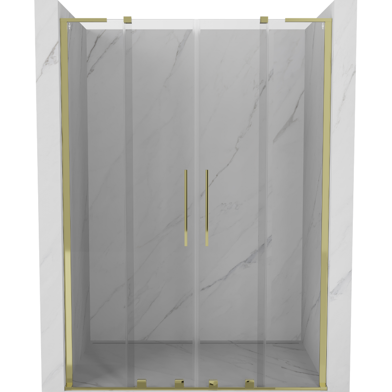Mexen Velar L Duo posuvné sprchové dvere 150 cm, priehľadné, zlaté - 871-150-003-02-50
