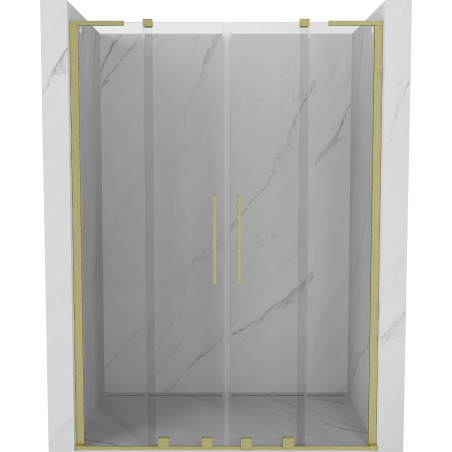 Mexen Velar L Duo posuvné sprchové dvere 140 cm, transparentné, zlaté kartáčované - 871-140-003-02-55
