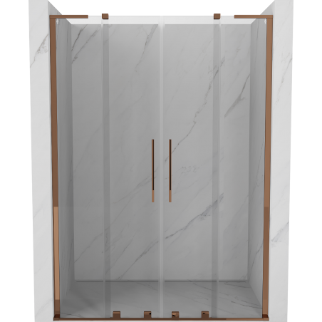 Mexen Velar L Duo posuvné sprchové dvere 140 cm, priehľadné, ružové zlato - 871-140-003-02-60