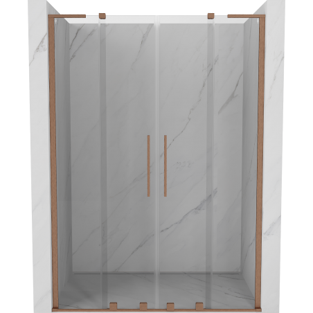 Mexen Velar L Duo posuvné sprchové dvere 140 cm, priehľadné, brúsená meď - 871-140-003-02-65