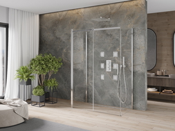 Mexen Omega sprchovací kabína 3-stenná, posuvná 140 x 80 cm, transparentná, chrómová - 825-140-080-01-00-3S