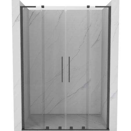 Mexen Velar L Duo sprchové dvere posuvné 140 cm, transparentné, brúsená zbraňová šedá - 871-140-003-02-66