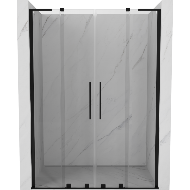 Mexen Velar L Duo posuvné sprchové dvere 140 cm, transparentné, čierne - 871-140-003-02-70