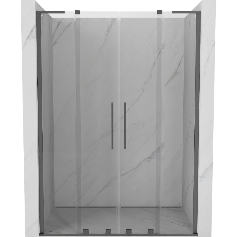 Mexen Velar L Duo sprchové dvere posuvné 140 cm, transparentné, gun metal - 871-140-003-02-95