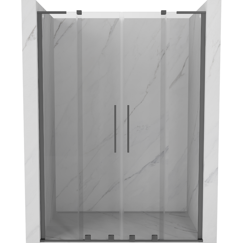 Mexen Velar L Duo posuvné sprchové dvere 150 cm, transparentné, gun metal - 871-150-003-02-95