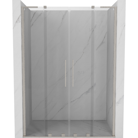 Mexen Velar L Duo sprchové dvere posuvné 140 cm, transparentné, brúsený nikel - 871-140-003-02-97