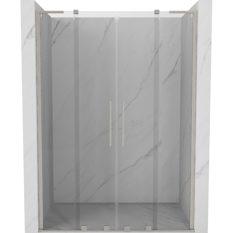 Mexen Velar L Duo sprchové dvere posuvné 150 cm, transparentné, brúsený nikel - 871-150-003-02-97