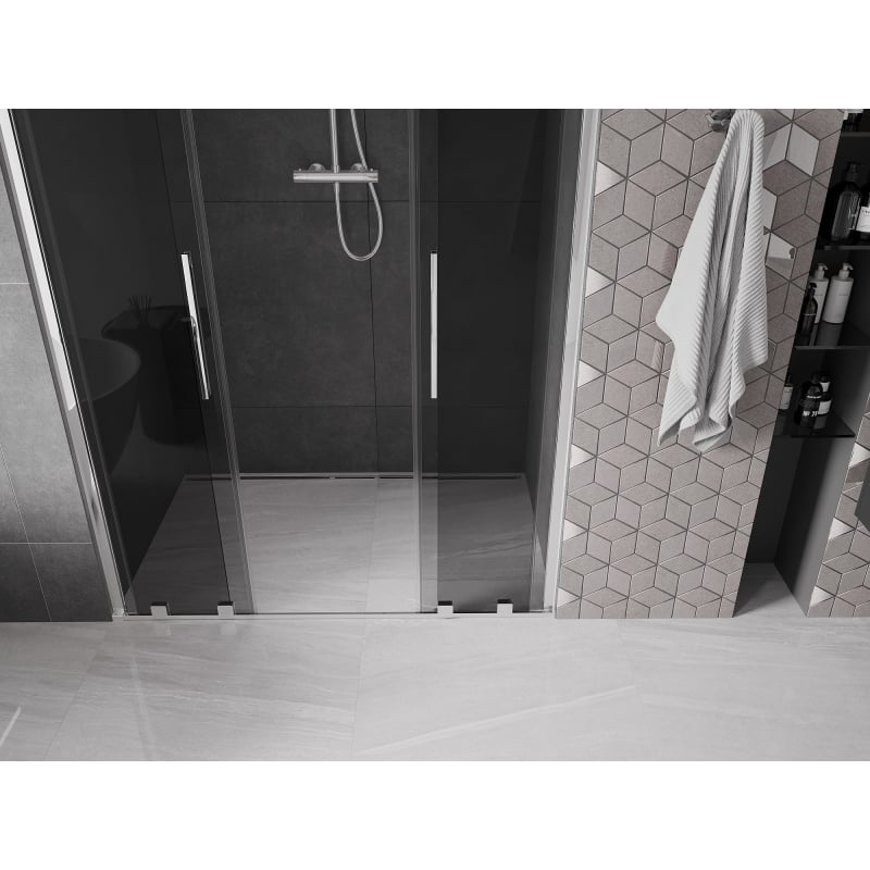 Mexen Velar L Duo posuvné sprchové dvere 150 cm, grafit, chróm - 871-150-003-42-01