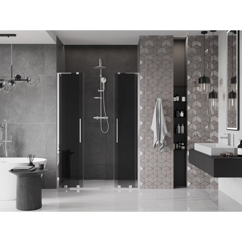 Mexen Velar L Duo posuvné sprchové dvere 150 cm, grafit, chróm - 871-150-003-42-01