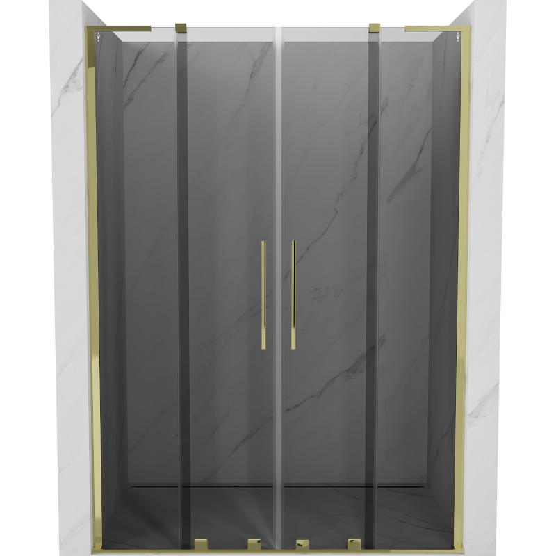 Mexen Velar L Duo posuvné sprchové dvere 140 cm, grafit, zlaté - 871-140-003-42-50