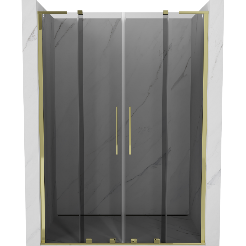Mexen Velar L Duo posuvné sprchové dvere 150 cm, grafit, zlaté - 871-150-003-42-50