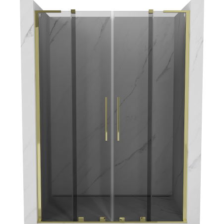 Mexen Velar L Duo posuvné sprchové dvere 150 cm, grafit, zlaté - 871-150-003-42-50