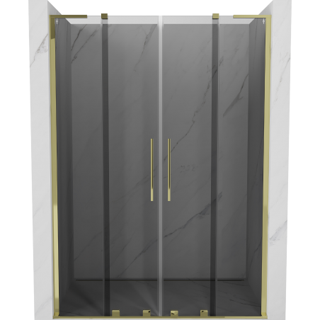 Mexen Velar L Duo posuvné sprchové dvere 160 cm, grafit, zlaté - 871-160-003-42-50