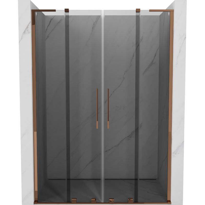 Mexen Velar L Duo sprchové dvere posuvné 140 cm, grafit, ružové zlato - 871-140-003-42-60