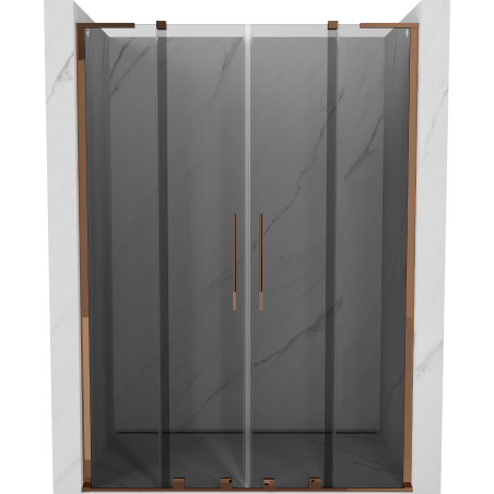 Mexen Velar L Duo posuvné sprchové dvere 150 cm, grafit, ružové zlato - 871-150-003-42-60