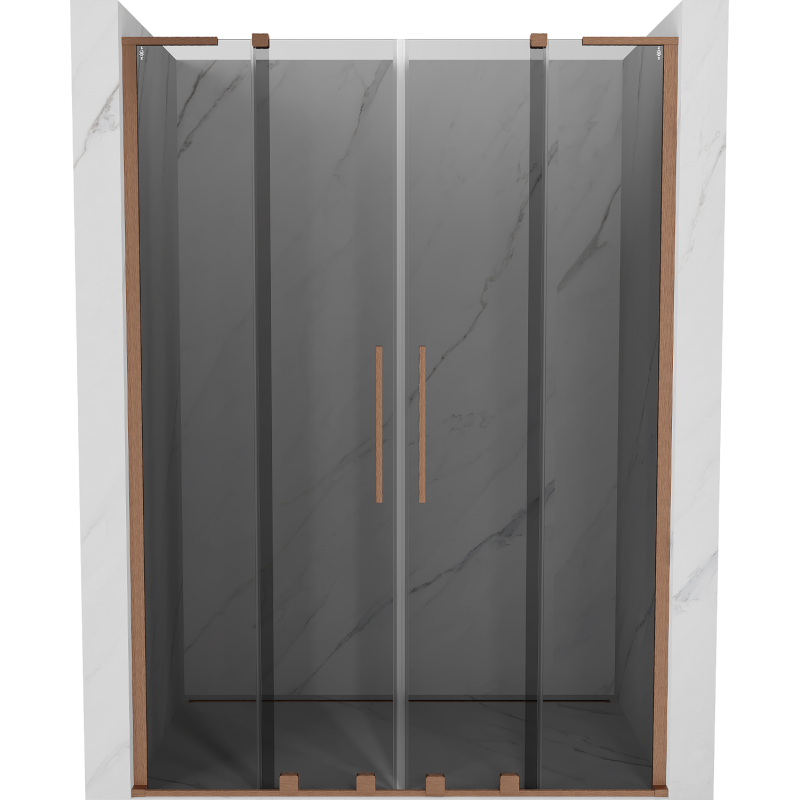 Mexen Velar L Duo sprchové dvere posuvné 140 cm, grafitové, brúsená meď - 871-140-003-42-65