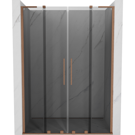 Mexen Velar L Duo posuvné sprchové dvere 160 cm, grafit, kefovaná meď - 871-160-003-42-65