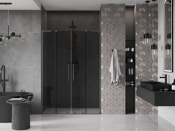 Mexen Velar L Duo posuvné sprchové dvere 140 cm, grafit, gun metal - 871-140-003-42-95