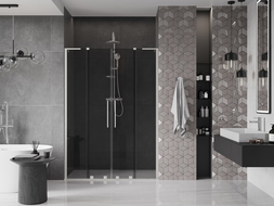 Mexen Velar L Duo sprchové dvere posuvné 140 cm, grafit, brúsený nikel - 871-140-003-42-97