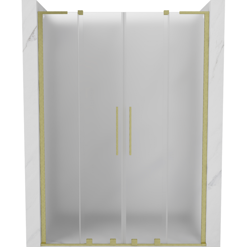 Mexen Velar L Duo posuvné sprchové dvere 150 cm, mrazené, zlaté brúsené - 871-150-003-32-55