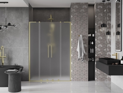 Mexen Velar L Duo posuvné sprchové dvere 150 cm, mrazené, zlaté brúsené - 871-150-003-32-55