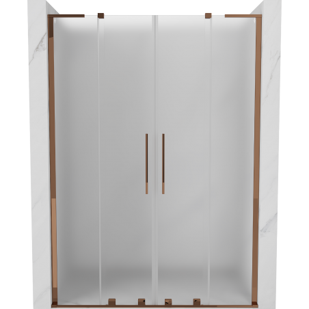 Mexen Velar L Duo posuvné sprchové dvere 140 cm, mrazené, ružové zlato - 871-140-003-32-60