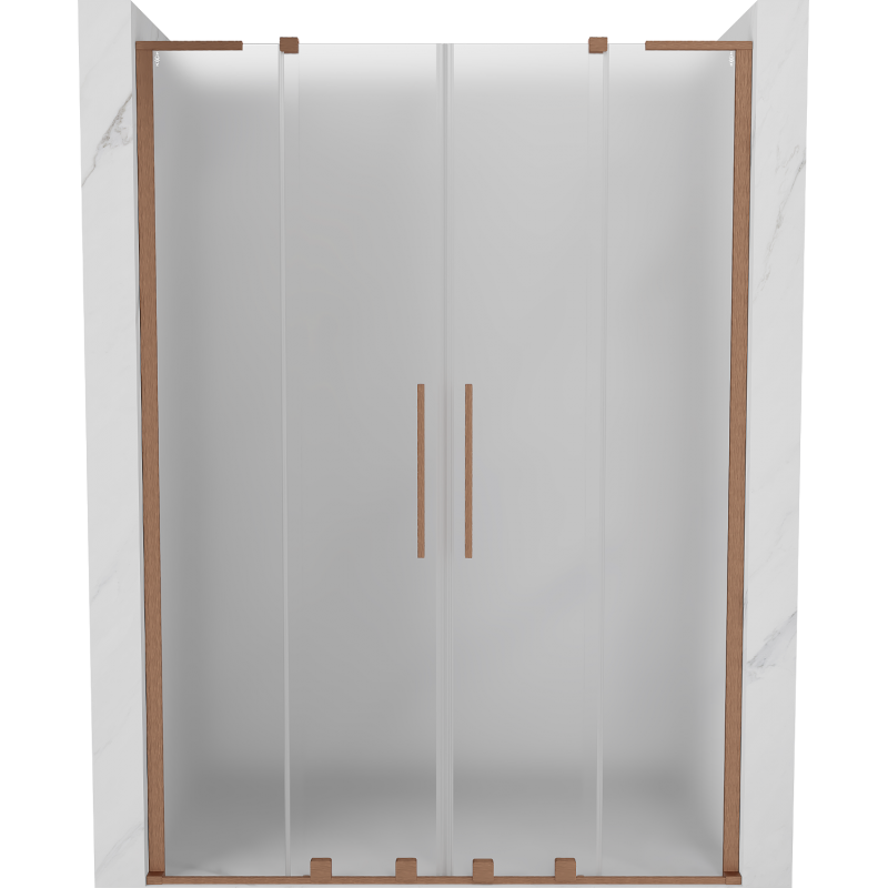 Mexen Velar L Duo posuvné sprchové dvere 150 cm, matné, brúsená meď - 871-150-003-32-65