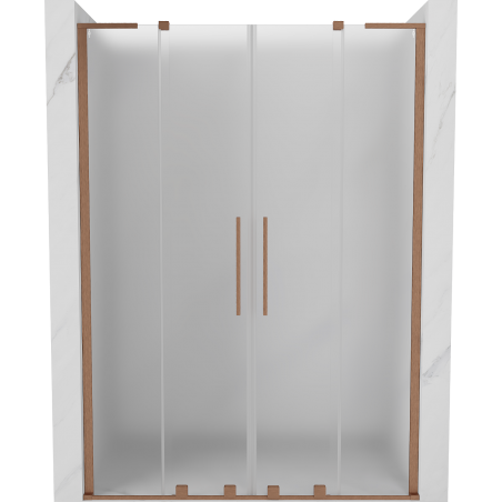 Mexen Velar L Duo posuvné sprchové dvere 150 cm, matné, brúsená meď - 871-150-003-32-65
