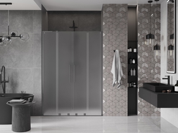 Mexen Velar L Duo sprchové dvere posuvné 140 cm, mrazové, kartáčovaná gun gray - 871-140-003-32-66