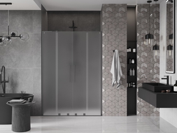 Mexen Velar L Duo sprchové dvere posuvné 140 cm, mrazené, gun metal - 871-140-003-32-95