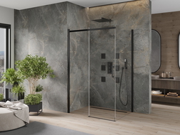 Mexen Omega sprchová kabína, posuvné dvere 120 x 90 cm, transparentnéné, čierna - 825-120-090-70-00