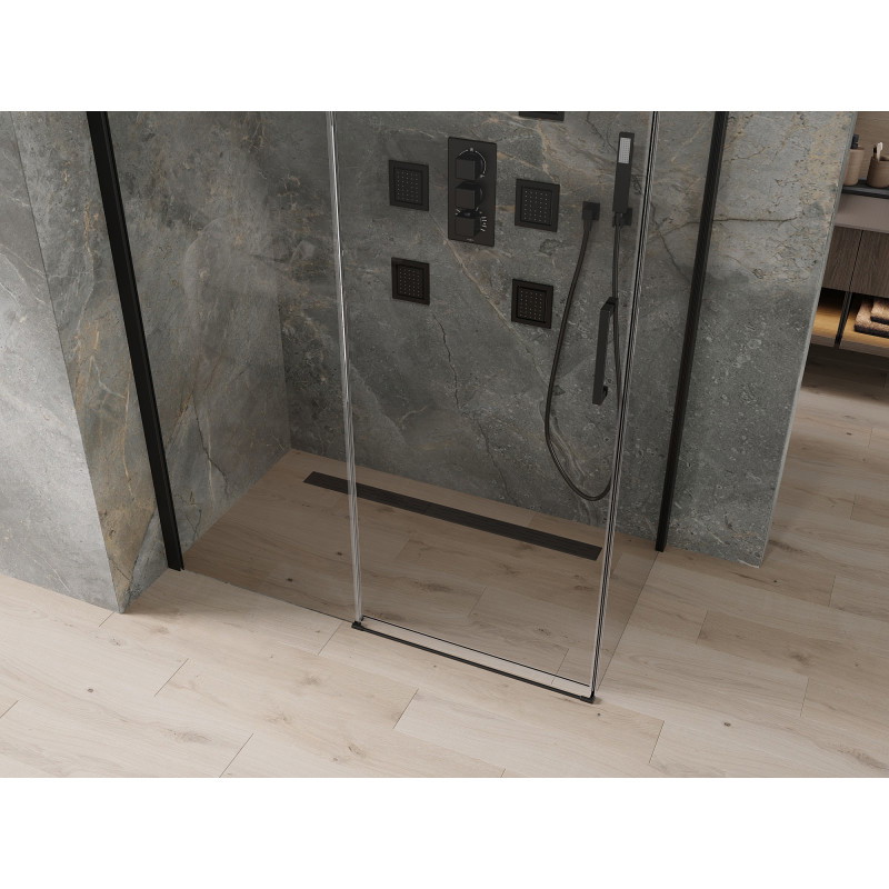 Mexen Omega posuvná sprchová kabína 130 x 70 cm, priehľadná, čierna - 825-130-070-70-00