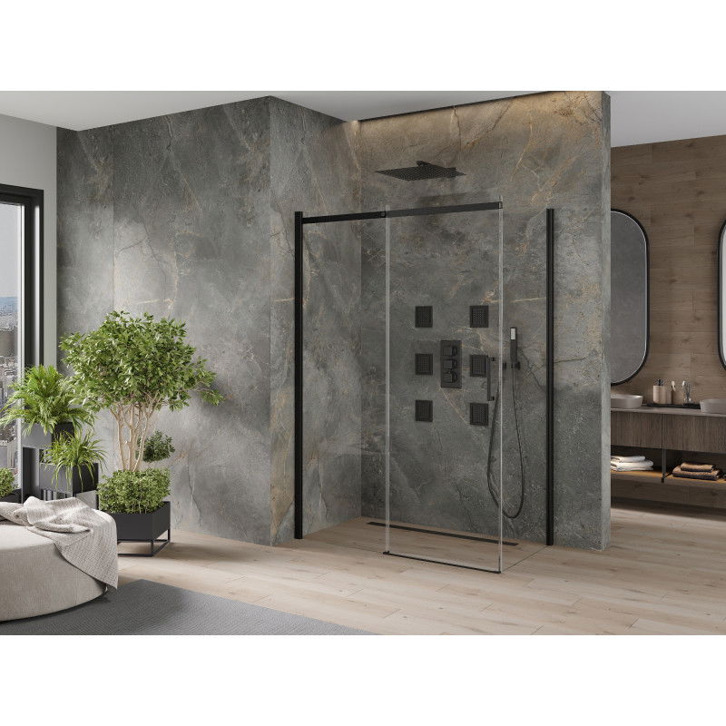 Mexen Omega sprchová kabína posuvná 130 x 70 cm, priehľadná, čierna - 825-130-070-70-00