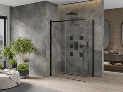 Mexen Omega posuvná sprchová kabína 130 x 70 cm, priehľadná, čierna - 825-130-070-70-00