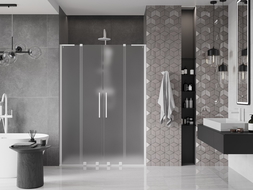 Mexen Velar L Duo posuvné sprchové dvere 140 cm, matné, biele - 871-140-003-32-20