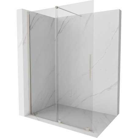 Mexen Velar posuvná sprchová stena Walk-in 140 x 200 cm, transparentná 8 mm, brúsený nikel - 871-140-000-03-97