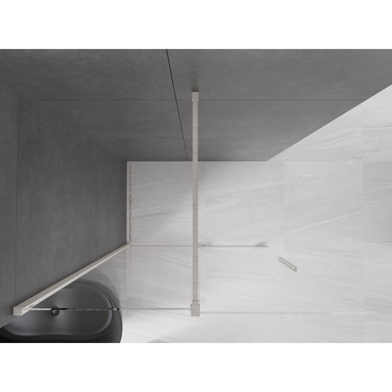 Mexen Velar zasúvacia sprchová stena Walk-in 130 x 200 cm, priehľadná 8 mm, brúsený nikel - 871-130-000-03-97