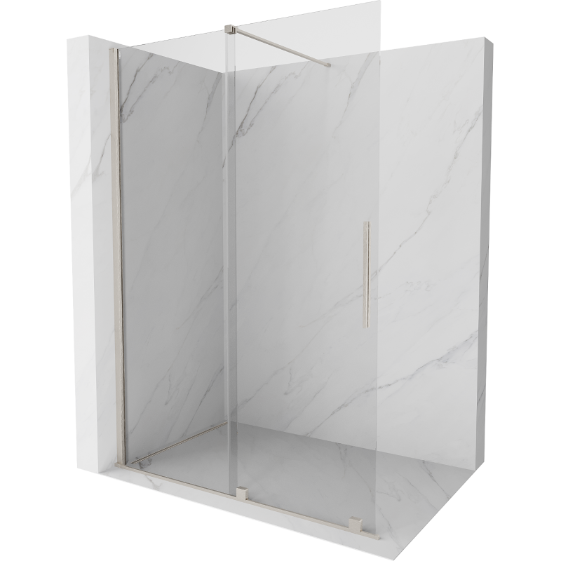 Mexen Velar posuvná sprchová stena Walk-in 160 x 200 cm, transparentná 8 mm, kartáčovaný nikel - 871-160-000-03-97