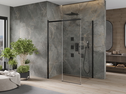 Mexen Omega sprchová kabína, posuvné dvere 130 x100 cm, transparentnéné, čierna - 825-130-100-70-00