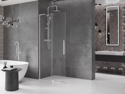Mexen Velar L posuvná sprchová stena Walk-in 100 x 200 cm, priehľadná 8 mm, chróm - 871-100-003-03-01