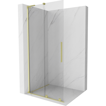 Mexen Velar L posuvná sprchová stena Walk-in 100 x 200 cm, priehľadná 8 mm, zlatá kartáčovaná - 871-100-003-03-55