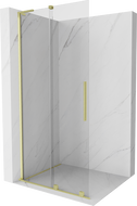 Mexen Velar L posuvná sprchová stena Walk-in 100 x 200 cm, priehľadná 8 mm, zlatá kartáčovaná - 871-100-003-03-55