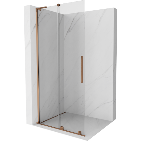 Mexen Velar L posuvná sprchová stena Walk-in 110 x 200 cm, transparentná 8 mm, ružové zlato - 871-110-003-03-60