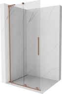 Mexen Velar L posuvná sprchová stenová Walk-in 100 x 200 cm, transparentná 8 mm, brúsená meď - 871-100-003-03-65