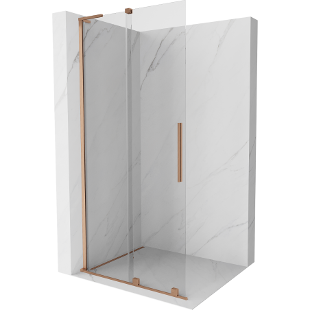 Mexen Velar L posuvná sprchová stena Walk-in 120 x 200 cm, transparentná 8 mm, brúsená meď - 871-120-003-03-65