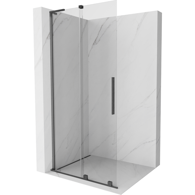 Mexen Velar L sprchová stena posuvná Walk-in 100 x 200 cm, transparentná 8 mm, brúsená gun grey - 871-100-003-03-66