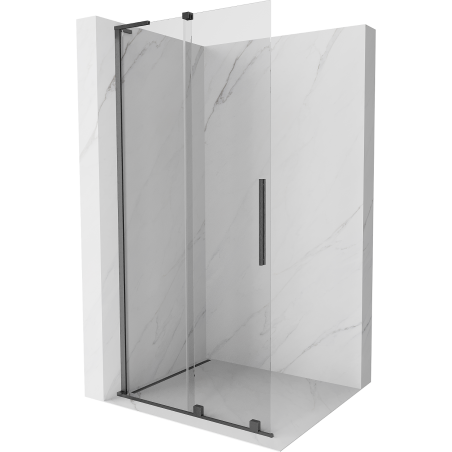 Mexen Velar L sprchová stena posuvná Walk-in 100 x 200 cm, transparentná 8 mm, brúsená gun grey - 871-100-003-03-66
