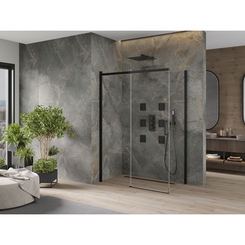Mexen Omega posuvná sprchová kabína 150 x 80 cm, transparentná, čierna - 825-150-080-70-00