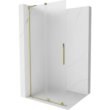 Mexen Velar L posuvná sprchová stena Walk-in 100 x 200 cm, matná 8 mm, zlatá - 871-100-003-33-50