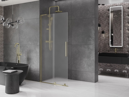 Mexen Velar L posuvná sprchová stena Walk-in 100 x 200 cm, matná 8 mm, zlatá - 871-100-003-33-50